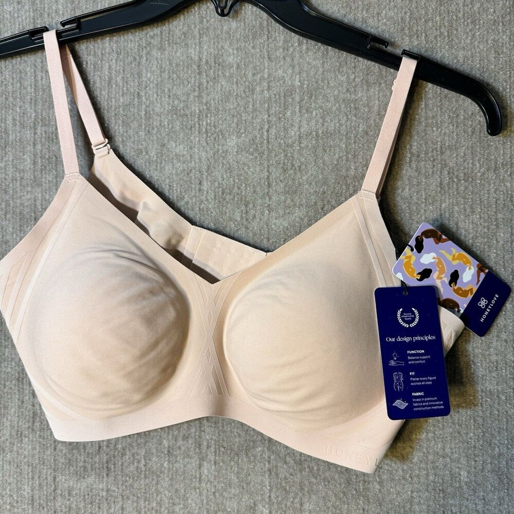 NWT Honeylove Silhouette LiftWear Wire Free Bra XL Rose tan Sculpt